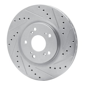 Acura NSX Brake Rotor (1) - Rear Right - R1 Concepts - Drilled & Slotted - Silver - `97-`05